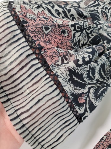 Lucky Brand Women’s Pullover Peasant Floral Boho Semi Sheer Top  Size S Small