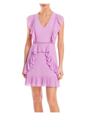 

Женское платье-футляр BCBG MAXAZRIA фиолетового цвета с отделкой крючком и развевающимися рукавами, Фиолетовый