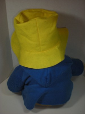 Vtg Paddington BEAR Yellow Hat and Blue Felt Hoodie Coat Huge 26