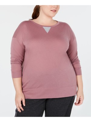 

CALVIN KLEIN Женский фиолетовый топ с круглым вырезом и длинными рукавами Plus