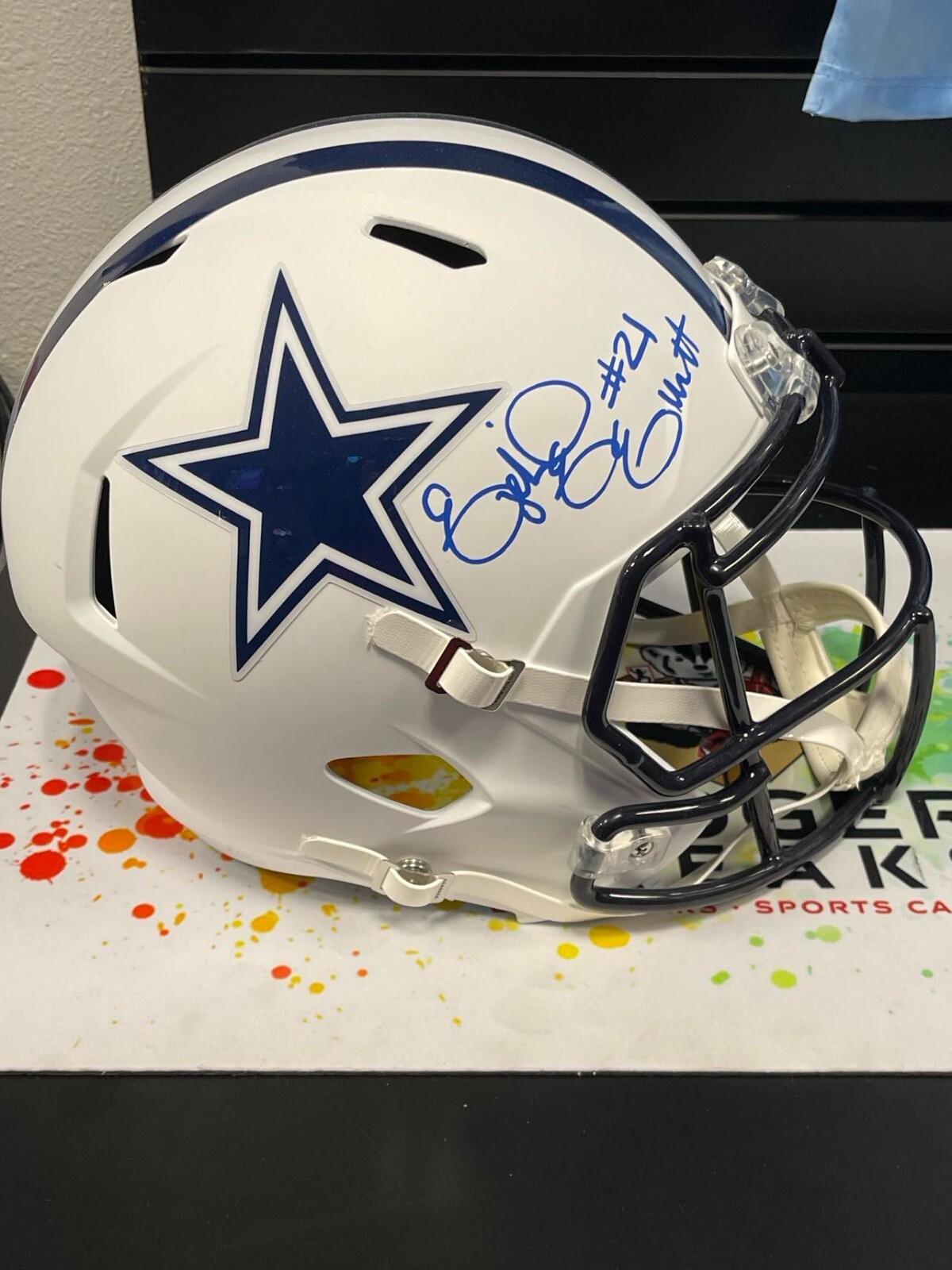 Ezekiel Elliott Dallas Cowboys Signed Flat White Alternate Speed Replica Helmet