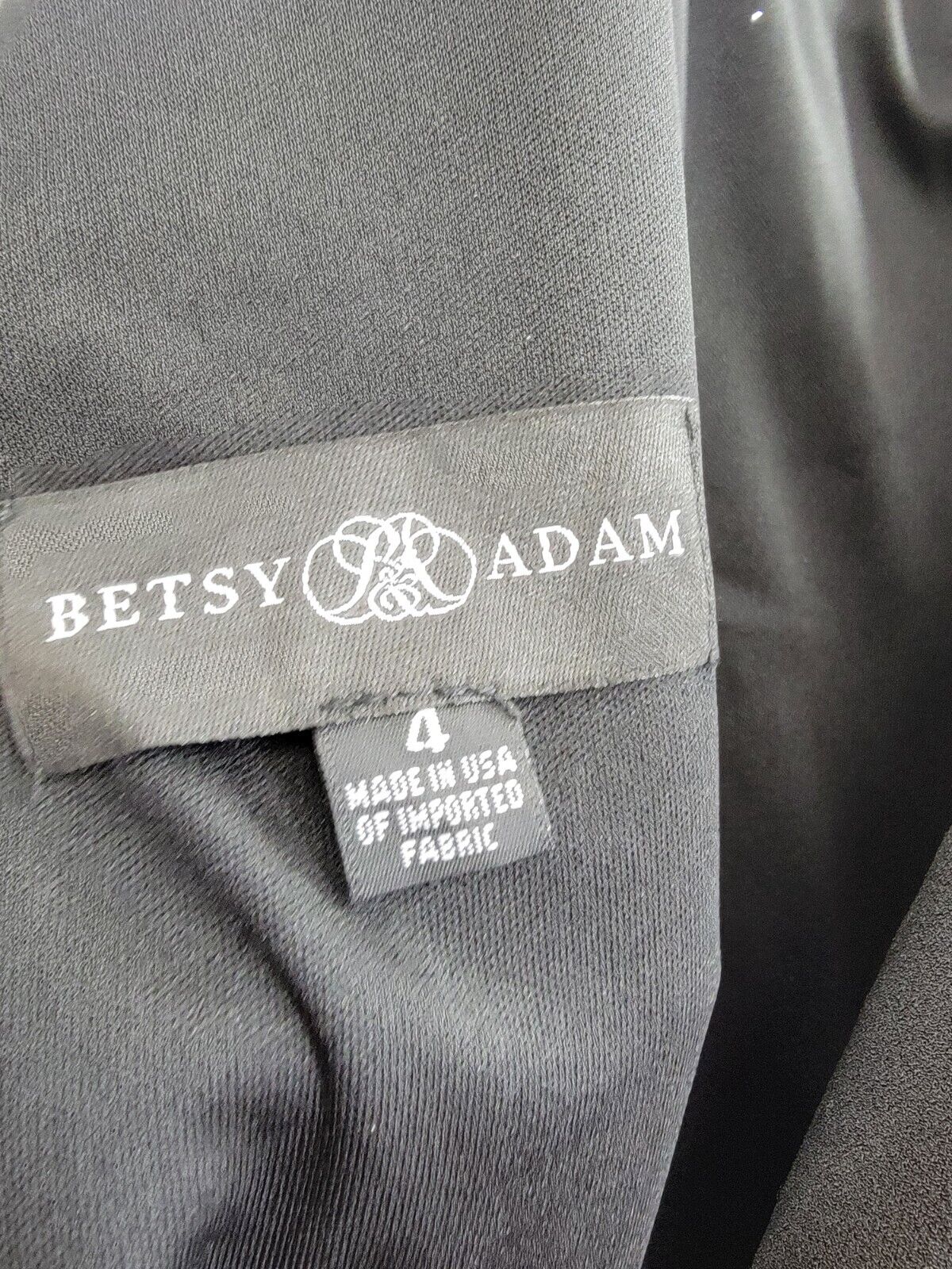 Betsy & Adam Sleeveless Ruffle-Detail Gown Women's 4 Black Round Neck Back Zip - Picture 8 of 15