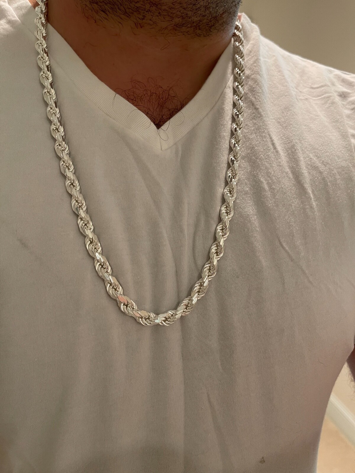 Pre-owned Silver Heavy 8mm Men's Rope Chain Real Solid 925 Sterling  Necklace 18"-30" Italy