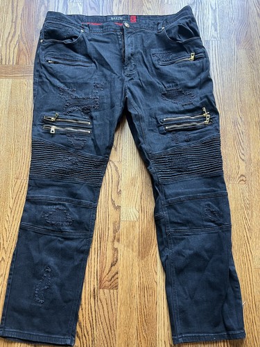 Makobi Black jeans (broker front zipper ) 42x32 | eBay