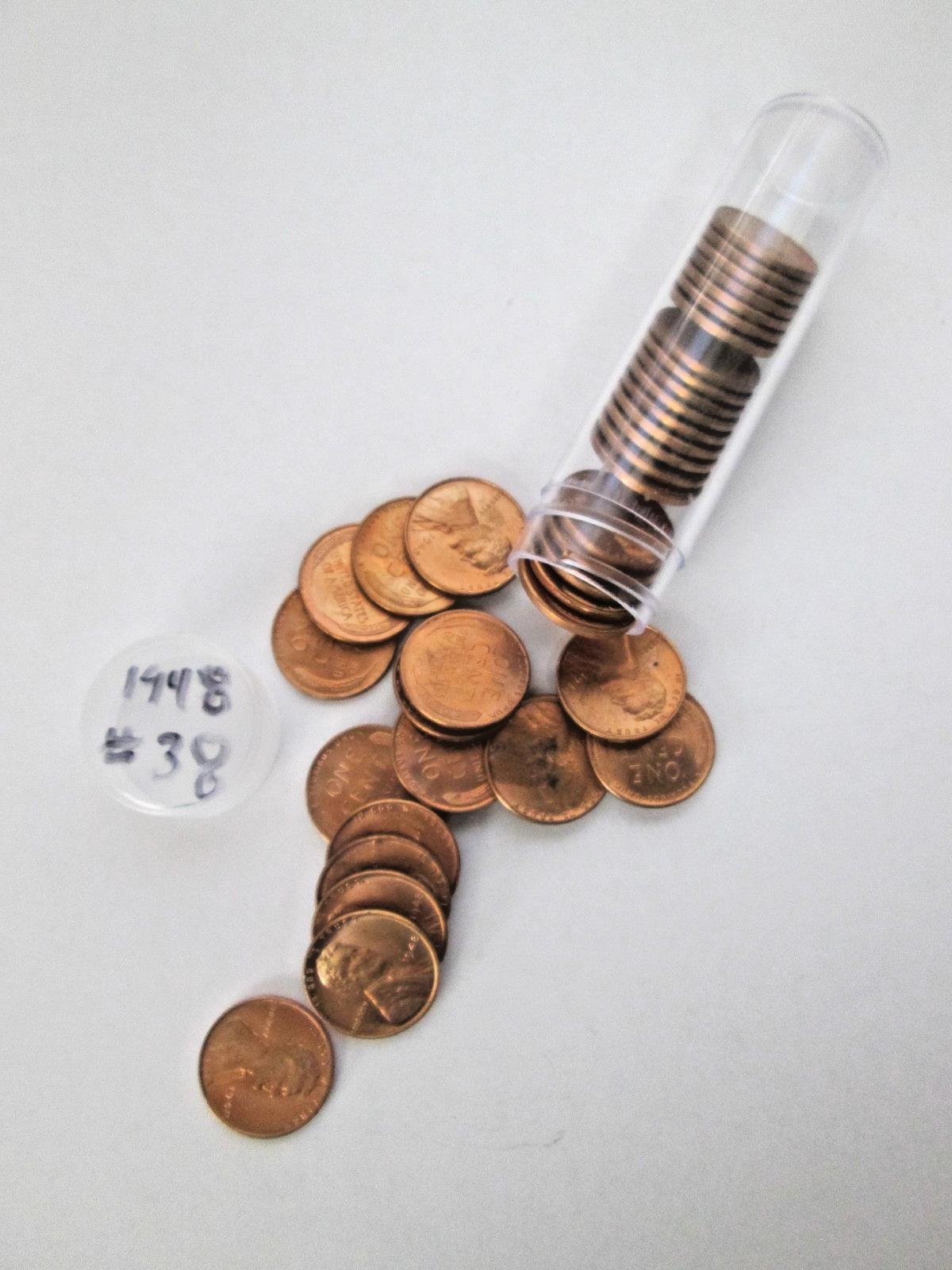 THIRTY EIGHT (38) 1948 P LINCOLN WHEAT PENNIES UNC