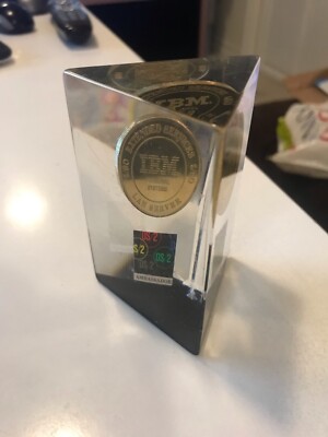 IBM Computer OS/2 LAN Server Ambassador Coin Lucite Paperweight