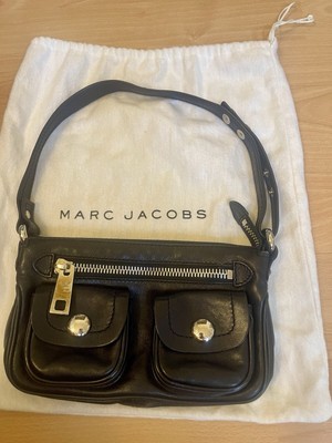 Marc Jacobs Navy Leather Shoulder Bag Snap Pockets Vintage