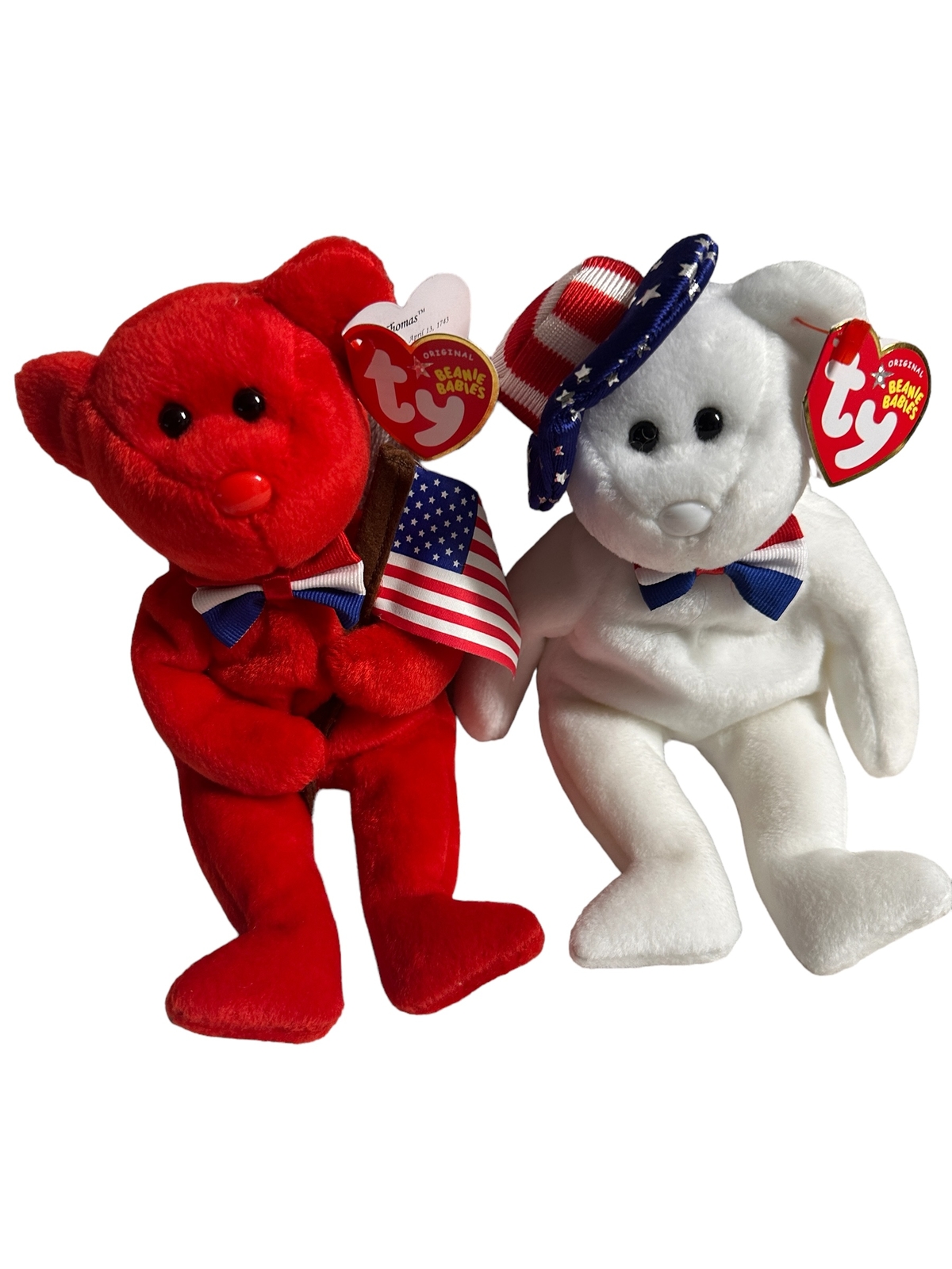 Thomas & Benjamin Bear Set Beanie Babies DOB April 13 1743 & Jan 17 1706 8
