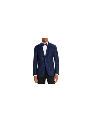 

ROBERT GRAHAM Мужской темно-синий однобортный пиджак классического кроя 40, короткий, Navy