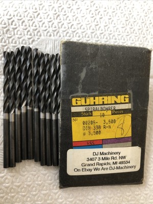 guhring hss drill 00205-3.500 din 338 r-n (10 pieces) 3.5mm diameter