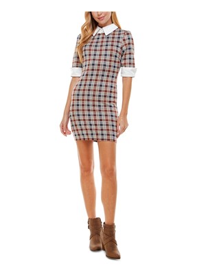 KINGSTON СЕРОЕ женское коричневое мини-боди-кон с рукавом до локтя XXL КОРОТКОЕ