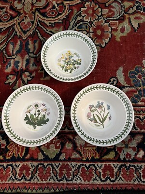 Portmeirion Botanic Garden Assorted Oatmeal/Cereal Bowls 6-1/2'' Set of 3 - EUC