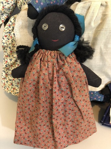 African Americana Handmade Dolls Vintage Lot Of 5