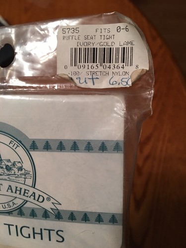 Two Feet Ahead OPAQUE tights size 0 - 6 Months Lace Bottom Ivory/ Gold Lame NIP