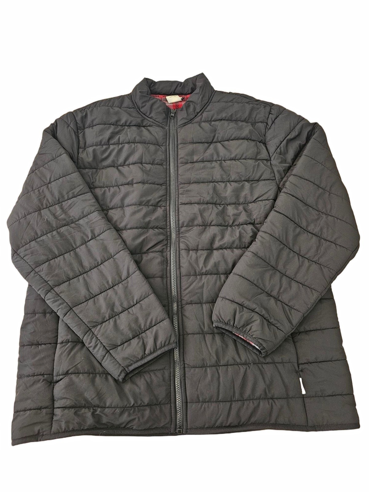 Voyager Mens Long Sleeve Fleece Lined Winter Puffer Jacket Black XL / X-LARGE