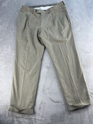 Ralph Lauren Dress Pants Mens 34x29 Trousers Poly Rayon Pleated Gray