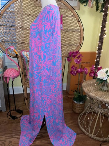 Pre-owned Lilly Pulitzer Morgann Maxi Aura Pink Leaf An Impression Size Xl In Multicolor