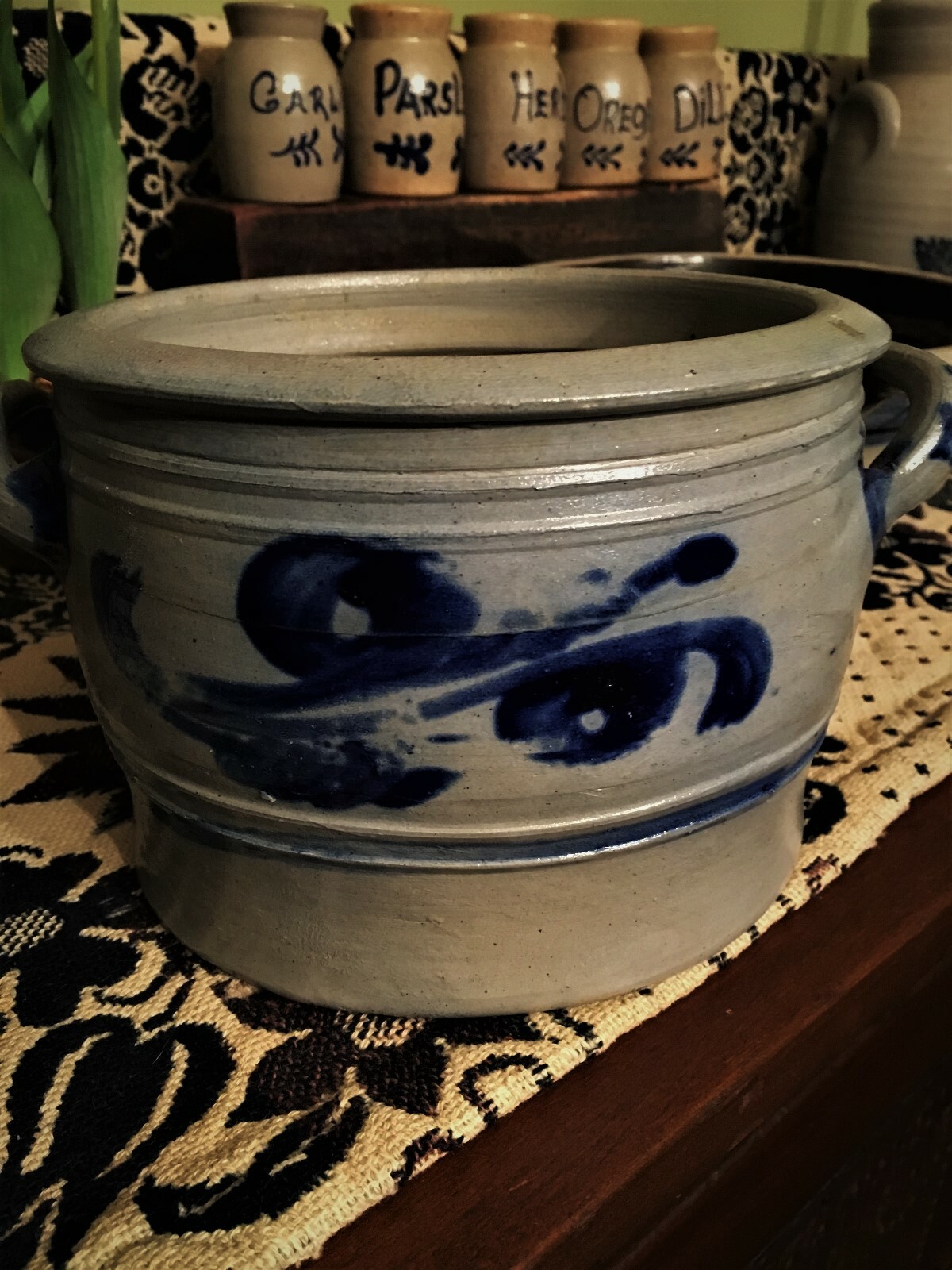 Westerwald Cobalt Crock with lug handles