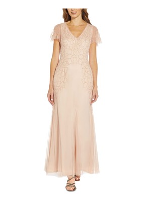 

PAPELL STUDIO Женское розовое вечернее платье макси с рукавами-крылышками на подкладке и V-образным вырезом, Розовый