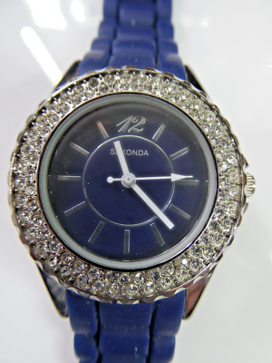 A Pretty Ladies Sekonda Partytime Bling Watch 4457AMT Blue Silicone Strap Mint