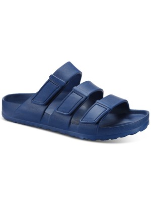 SUN STONE Mens Navy Stay-Put Straps Bowie Open Platform Slip On Sandals Shoes 7