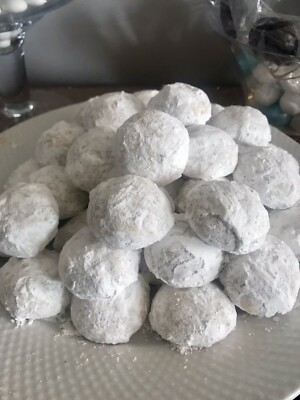 Homemade Cookies 50 Snowball Pecans Or Walnut, Bag Cell, Box 
