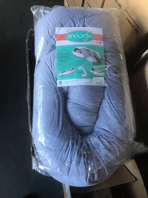 Snoogle Pregnancy Pillow By LeachCo With Chic GRAY or TAN Jersey Cover