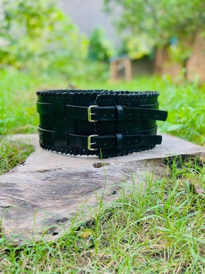 Leather Wide Corset Belt,Medieval/Barbarian Warrior Laced Leather Cosplay Belt