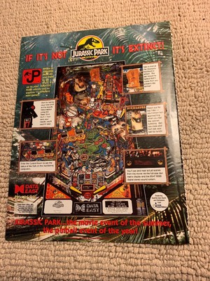 11 8 5 Jurassic Park Pinball Extinct Data East Arcade Game Ad Flyerのebay公認海外通販 セカイモン