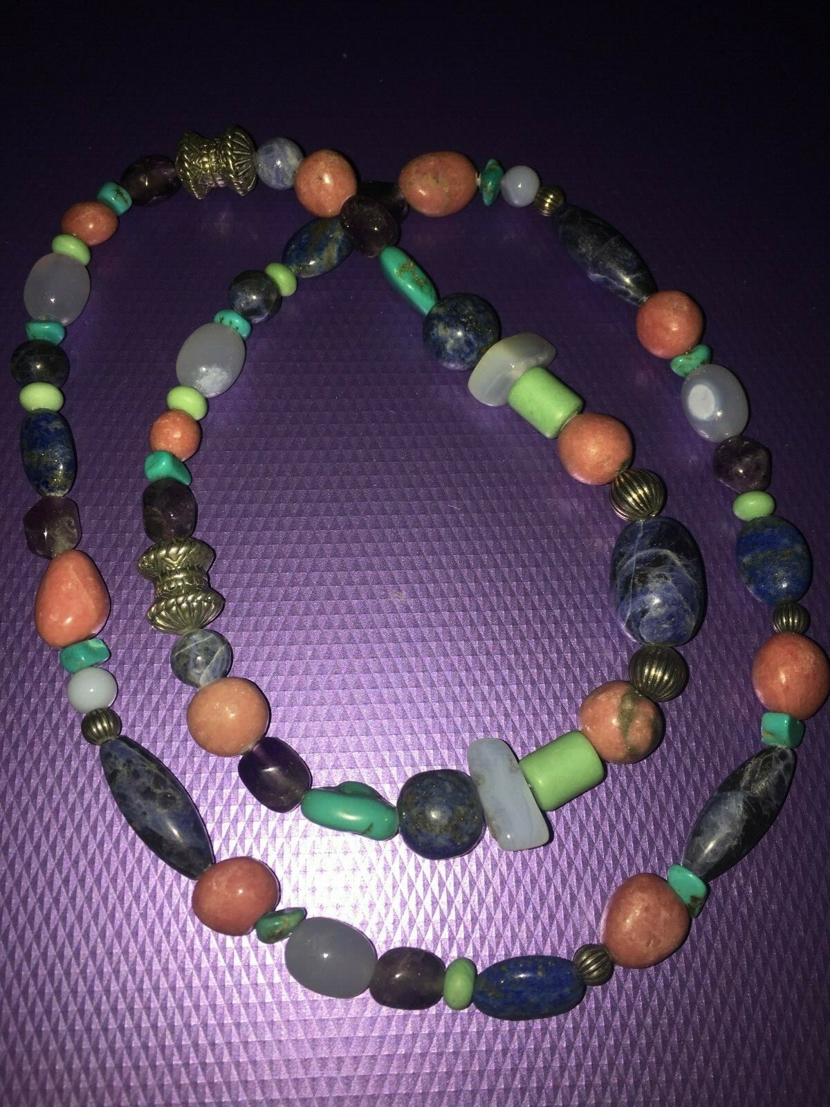 Carolyn Pollack Relios lot Sterling Multi gemstone bead Necklace & Bracelet Set