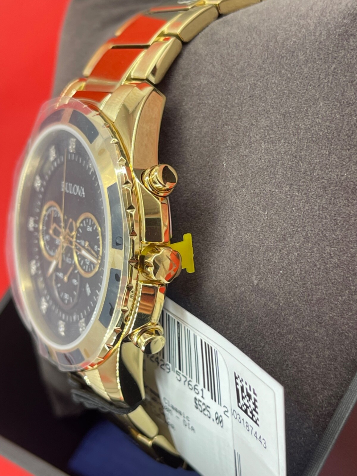 Pre-owned Bulova Diamond Mens Gold Plated Stainless Steel Chronograph Quartz Watch 97d121