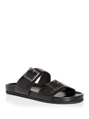 

Дизайнерские Брендовые Мужские Черные Стельки Devin Toe Slip On Кожаные Сандалии Шлепанцы, Черный, 34BMDEVIN