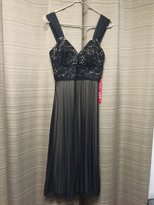 Womens Black Lace And Shear Connected Apparel Dress W Sequins Sz 10 NWT