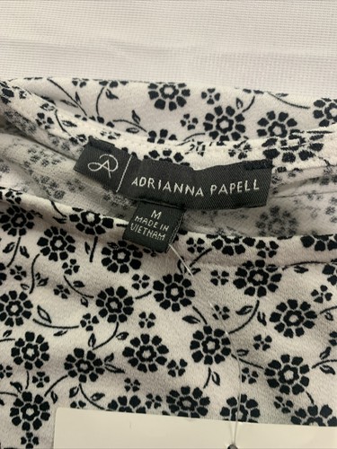 Adrianna PAPELL WOMENS Floral Print Black And White Top, M