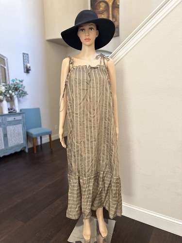 san-san様 ZARA Size S THIN STRAPS METALLIC THREAD STRIPED DRESS MID