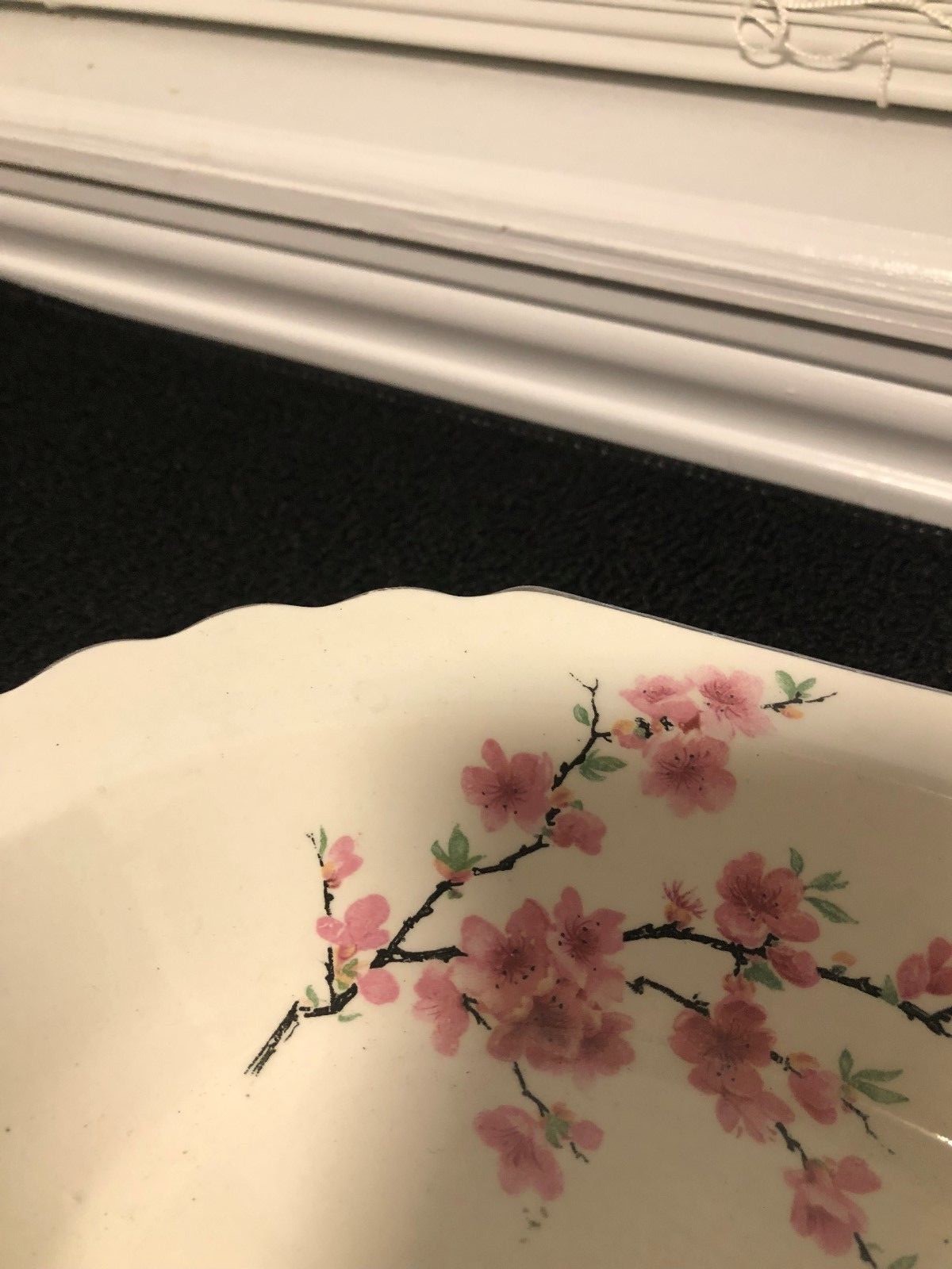 W S George White Lido Peach Blossom Platinum oval platter pre-owned