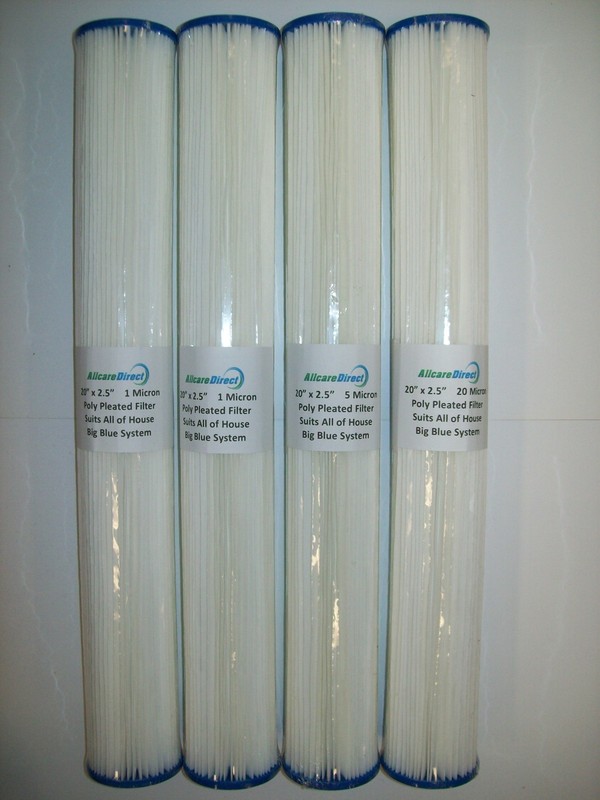 New 4 x Pleated Water Filter Cartridge - 20" x 2.5" - 5 ...