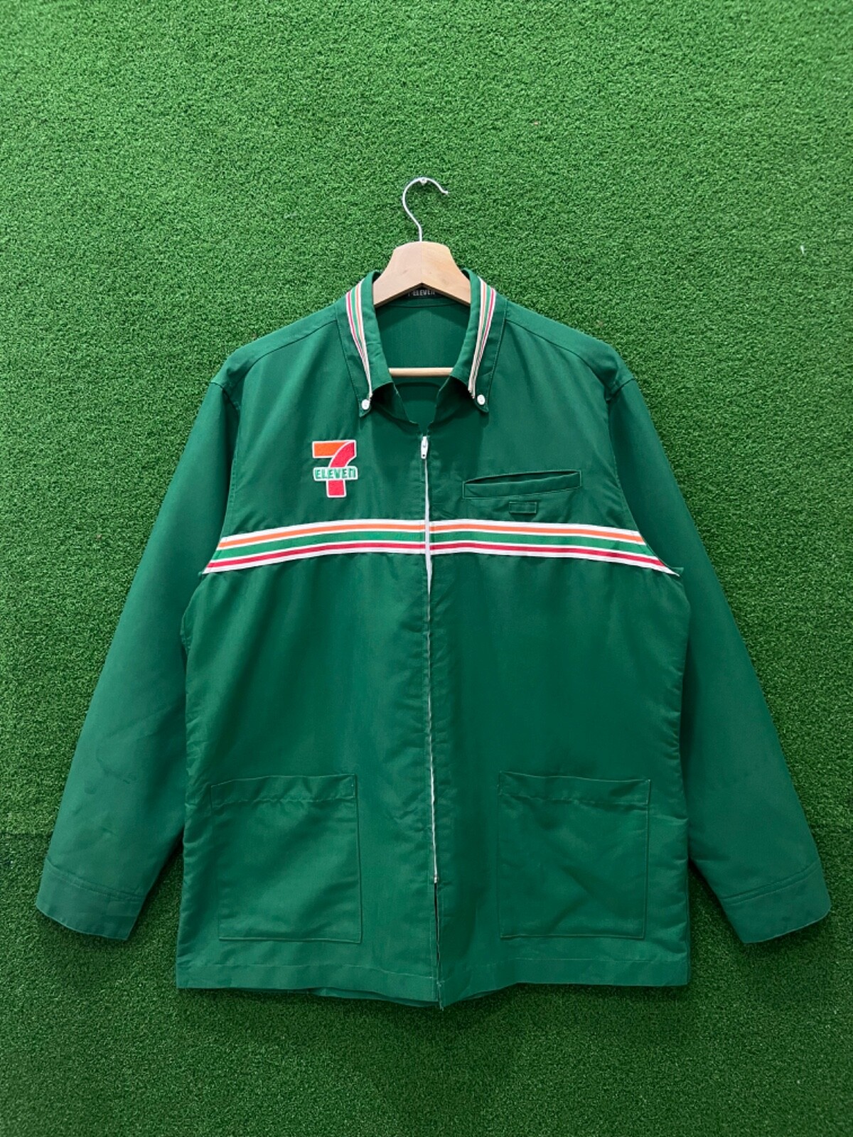 Rare!! Vintage 7 Eleven Japan Shirt Longsleeve Full Zip Size