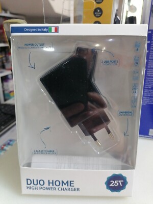 DUO HOME HIGH POWER CHARGER 2 USB + PRESA 220V vari colori disponibile nuovo 