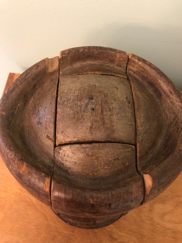 Industrial Antique Wooden Hat Block Form Hand Made early 1900's puzzle