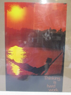 vintage mini poster Thinking is hard work Inspirational reflection Inv#G7711