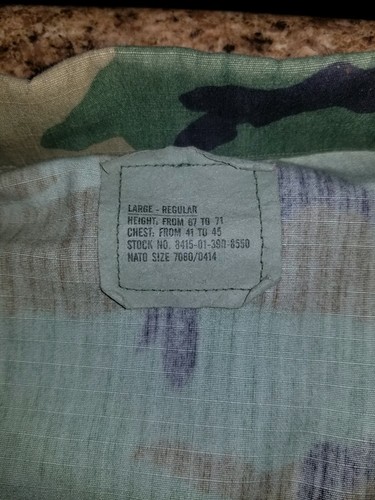 US ARMY BDU's UNIFORM Top & Bottom Size Large-Regular Woodland Camo Camouflage