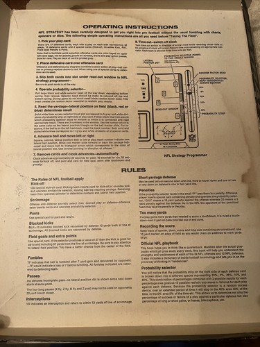 Vintage Tudor NFL Strategy Board Game 1970 Model 100 COMPLETE