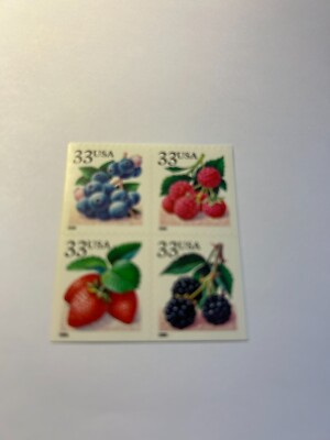 U. S. Stamp Booklet Pane of 4 SC  3297c Berries MNH 2000