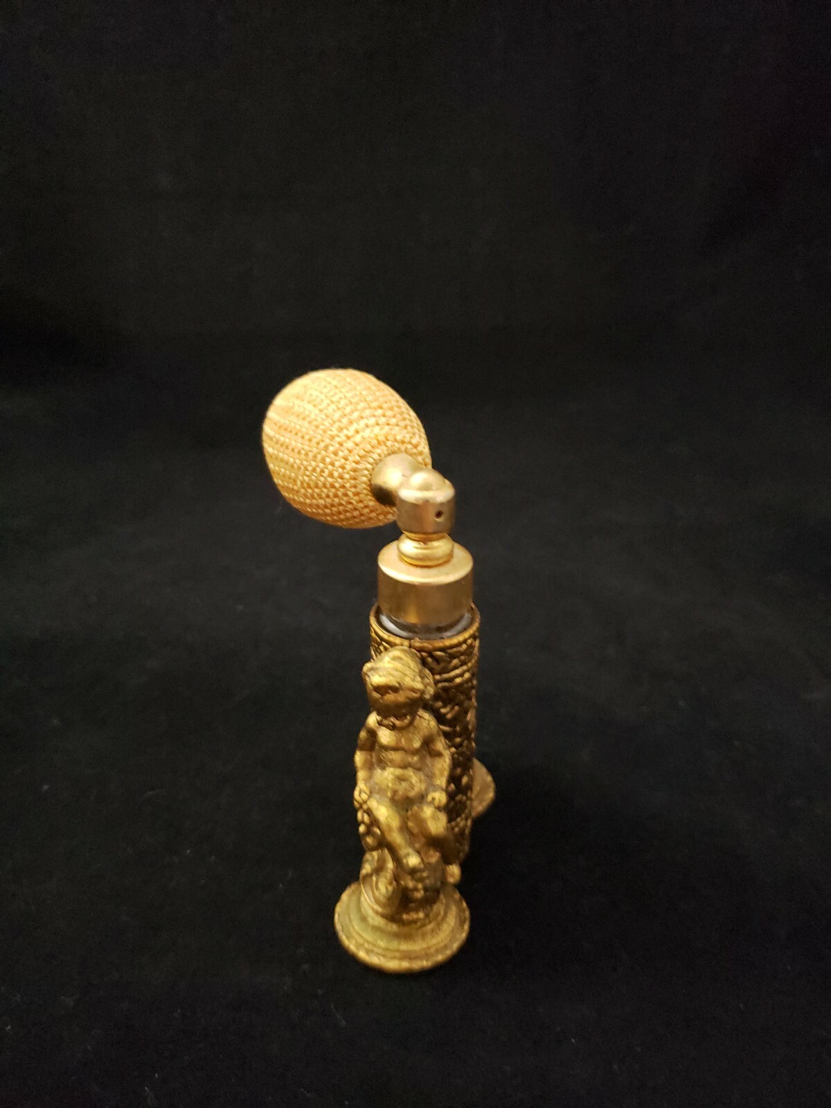 Vintage GLOBE Atomizer Ormolu Double Cherub Perfume Bottle 24K Gold Plated 1930s