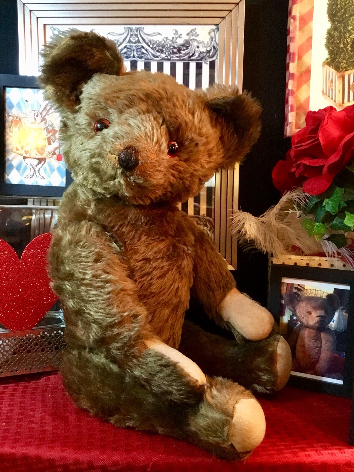 26” ANTIQUE 1930s KNICKERBOCKER, BIG AND BEAUTIFUL AMERICAN MOHAIR TEDDY BEAR!