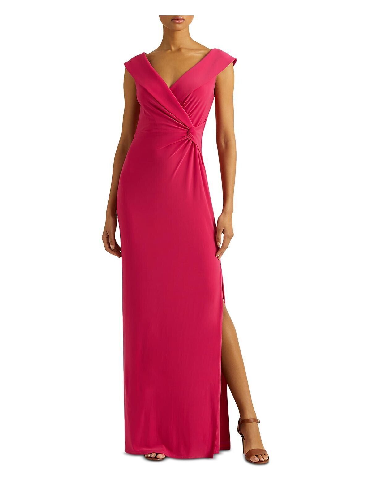 LAUREN RALPH LAUREN Pink Twist Front Side Slit Lined Cap LAUREN RALPH LAUREN Pink Twist Front Side Slit Lined Cap