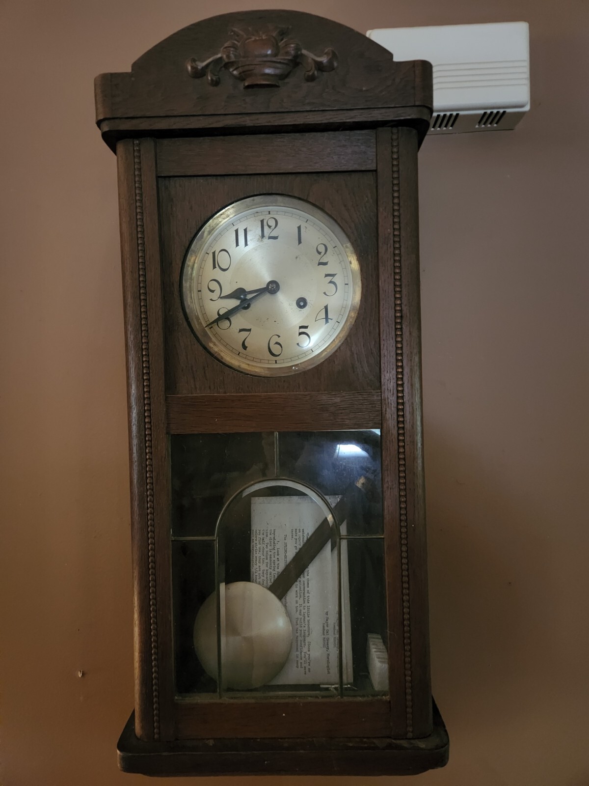 Antique Georg Burger Uhrmachermeister Wood Wall Clock With Pendulum & Key