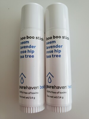 2 Pure Haven BOOBOO STICK Heals Rub on minor cuts scrapes Skin irritations 10/25