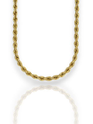Rope Chain Necklace - 14K Yellow Gold - Hollow